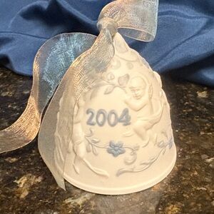 Lladro Cream and Blue Decorative Bell